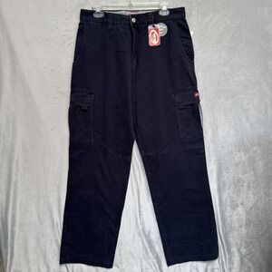 Quiksilver Cargo‎ Pants Mens 32x32 Black Metric Pant Canvas Workwear Utility Y2K
